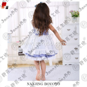 Blue and white cute puffy dress